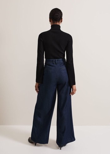 Phase Eight Cerys Denim Wide Leg Jeans Dark Wash Canada | EOLHTW-854